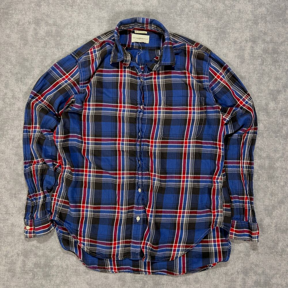 Ralph Lauren Denim & Supply RL Boyfriend blue plaid button up shirt wms M - Picture 1 of 7
